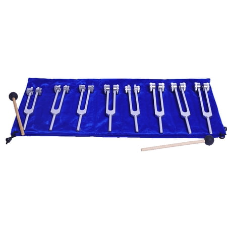 ENERGYSOUND 7 Chakras +1 Soul Purpose Weighted Tuning Forks Striker and Pouch Included - for Sound Healing Musical Instrument & Meditation