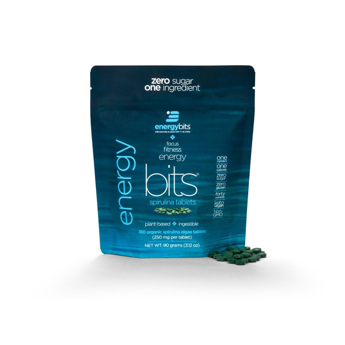ENERGYbits Organic Spirulina 360 Tablets Plant Based Algae Superfood