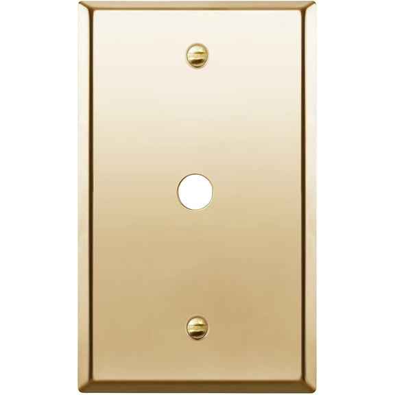 ENERLITES 0.406" Diameter Hole Phone Cable Metal Wall Plate, Stainless Steel Corrosion Resistant, Standard Size 1-Gang 4.50" x 2.76", 7741-PB, Polished Brass, Gold