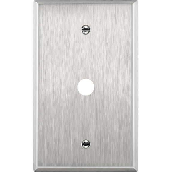 ENERLITES 0.4375" Diameter Hole Phone Cable Metal Wall Plate, Corrosive Resistant, Standard Size 1-Gang, 4.50" x 2.76", UL Listed, 7841, 430 Stainless Steel