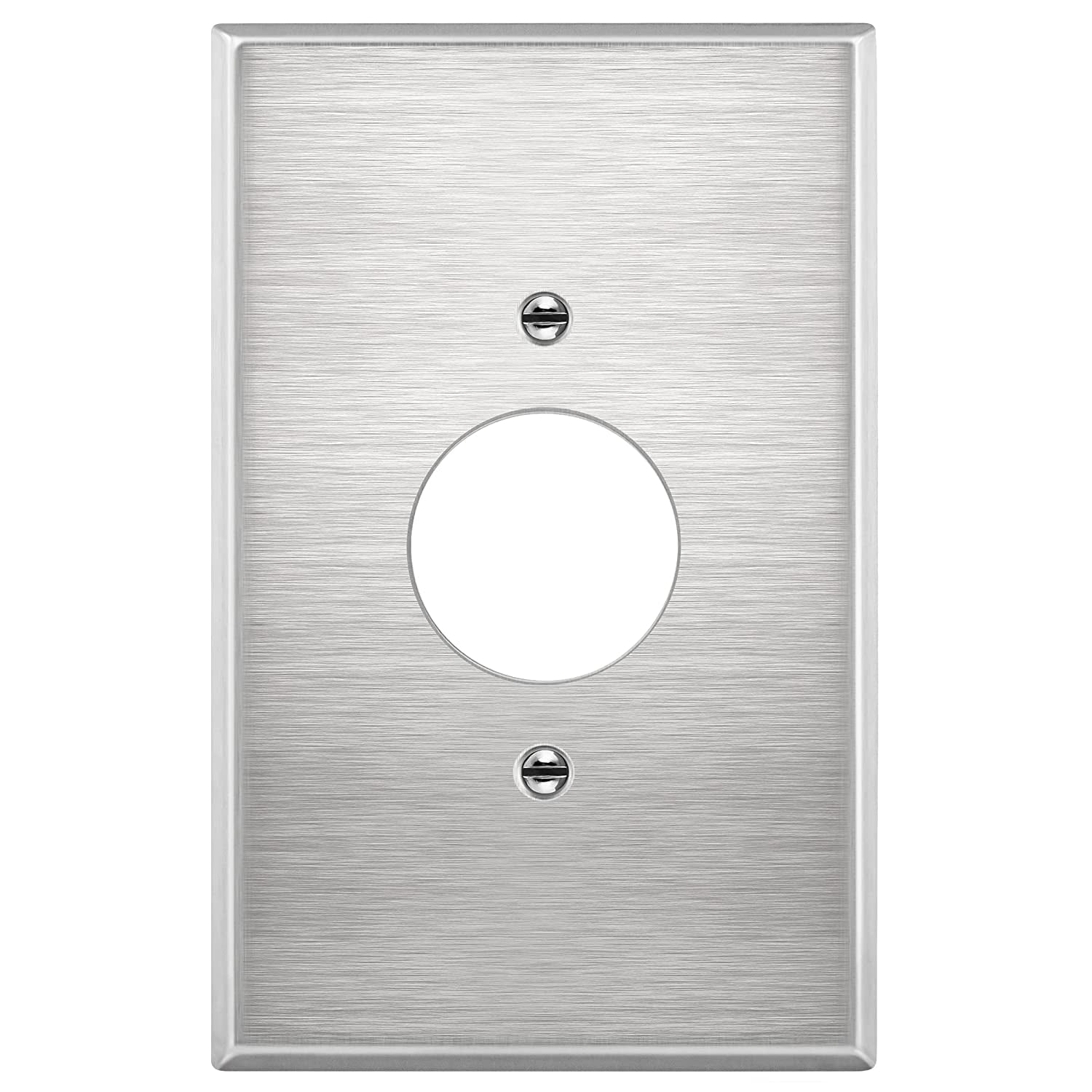 Oversize Brushed Stainless Steel Single Receptacle Wall Plate