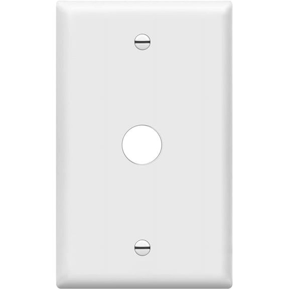 ENERLITES 1 Gang 0.406 Inch Hole Telephone/Cable Wall Cover, Fade Resistant Unbreakable Polycarbonate with Smooth Surface, 8661-W White