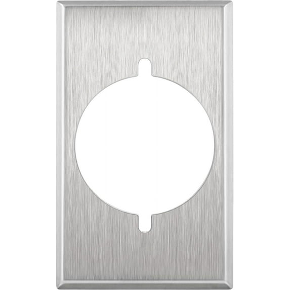 ENERLITES 2.125" Diameter Single Hole Receptacle Outlet Metal, Corrosion Resistant, Size 1-Gang 4.50" x 2.76", 7771, 430 Stainless Steel, UL Listed, Silver, 1 Pack, Wall Plates 1 Pack