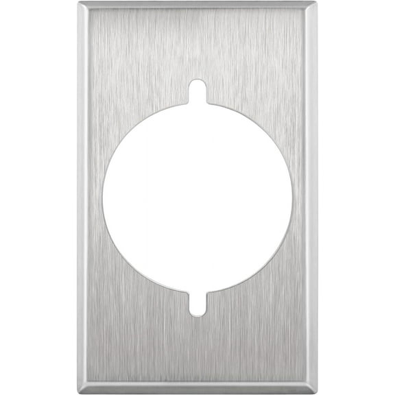 ENERLITES 2.125" Diameter Single Hole Receptacle Outlet Metal, Corrosion Resistant, Size 1-Gang 4.50" x 2.76", 7771, 430 Stainless Steel, UL Listed, Silver, 1 Pack, Wall Plates 1 Pack