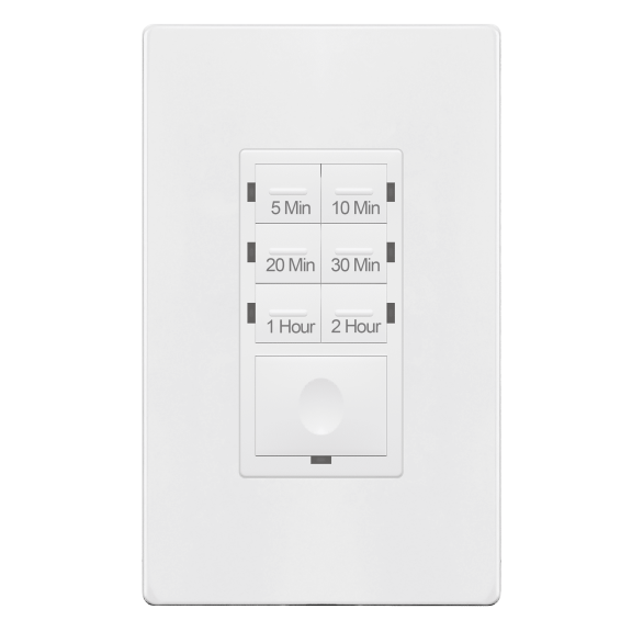 ENERLITES 2-Hour Countdown Timer Switch, 5-10-20-30 Min, 1-2 Hr, for Bathroom Fans, Heaters, Lights, LED Indicator, 120VAC 800W, No Neutral Wire Required, UL Listed, HET06-J-2H-W, White