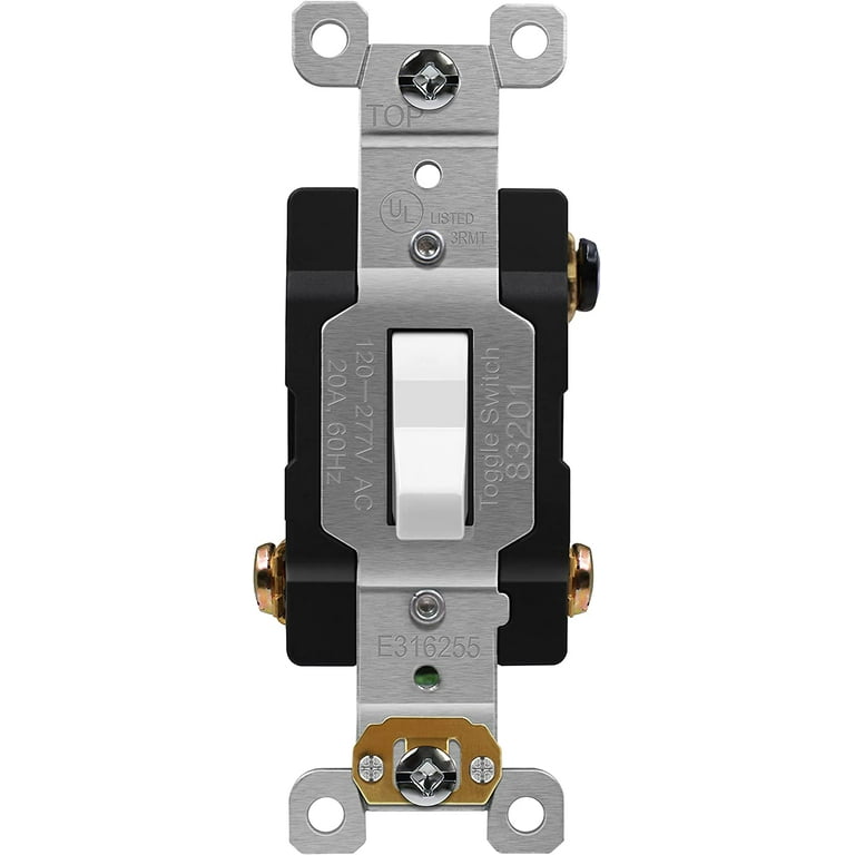 20 Amp 3-Way Commercial Toggle Switch, White 20 Amp 3-Way Commercial Toggle Switch, White