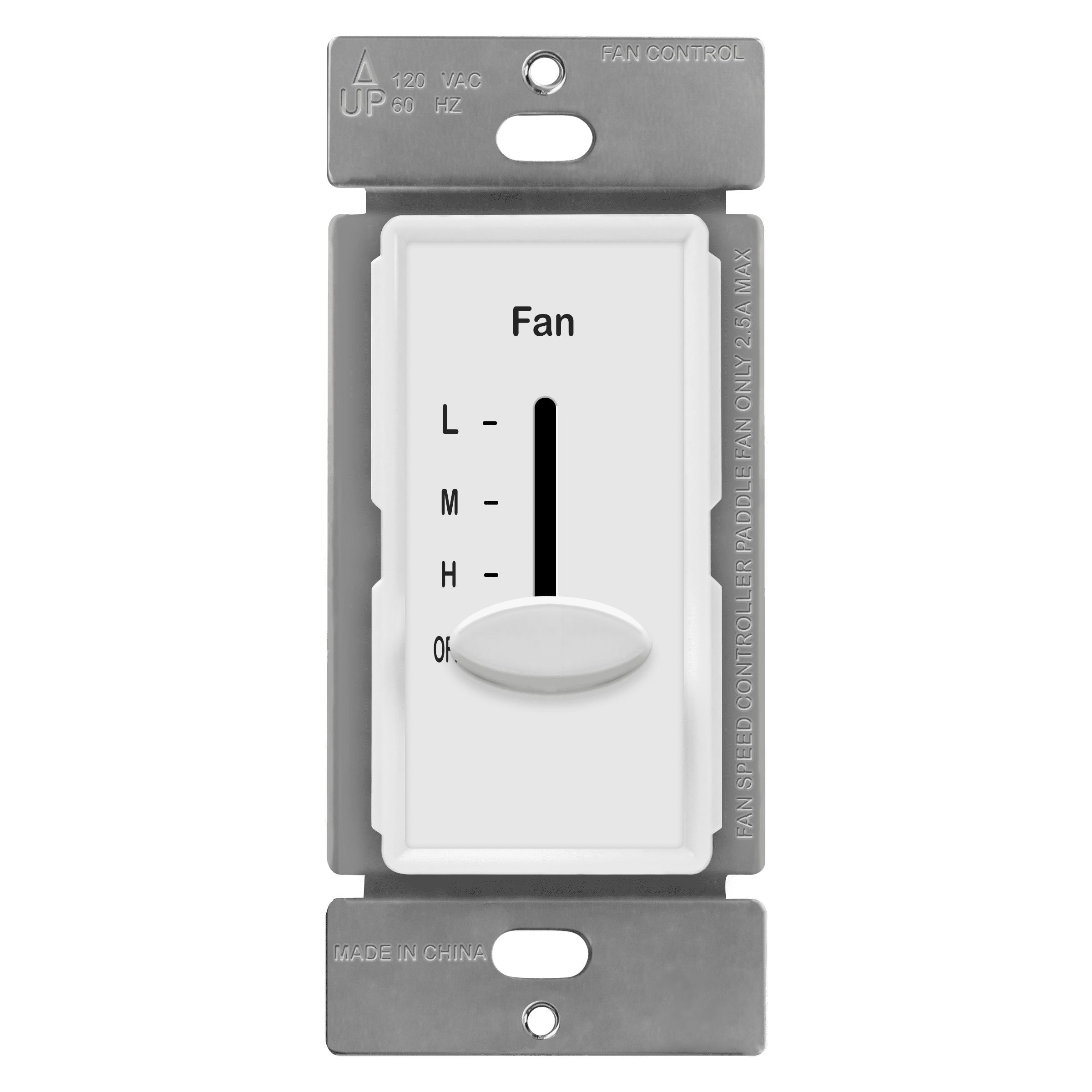 White 3-Speed In-Wall Ceiling Fan Control Switch
