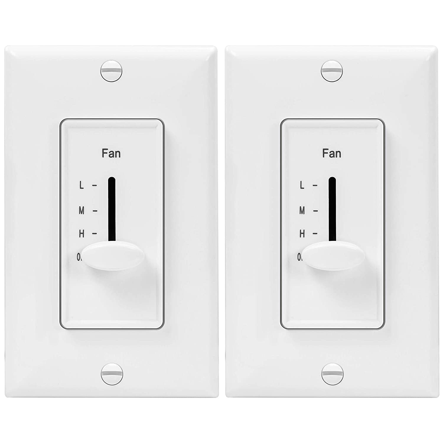 ENERLITES 3 Speed in Wall Ceiling Fan Control, Slide Switch, 120VAC, 2.5A, SinglePole, Neutral