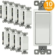 ENERLITES 3-Way Decorator Paddle Light Switch, 3 Wire, Grounding Screw, Commercial Grade, 20A 120V/277V, UL Listed, 93200-W, White, 10 Pack
