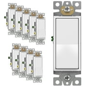 ENERLITES 3-Way Decorator Paddle Rocker Light Switch, Gloss Finish, Single Pole or Three Way, 3 Wire, Grounding Screw, Residential Grade, 15A 120V/277V, UL Listed, 93150-W-10PCS, White (10 Pack)