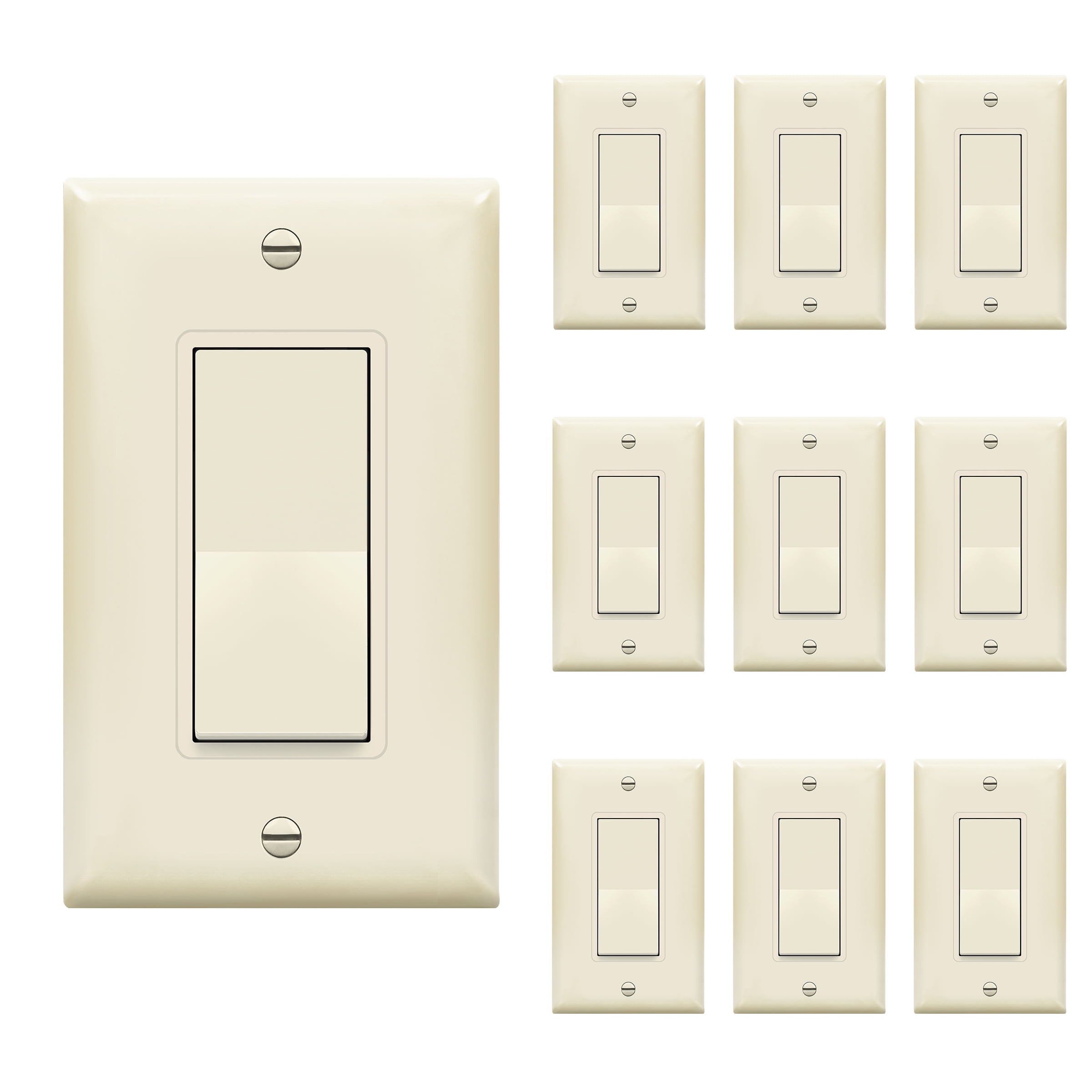 ENERLITES 3-Way Decorator Paddle Rocker Light Switch with Wall Plate ...