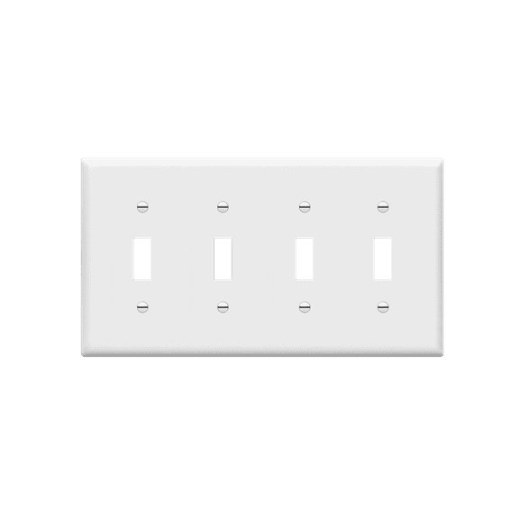 ENERLITES 4-Gang Toggle Light Switch Wall Plate, Standard Size, 4.50" x 8.19", Unbreakable Polycarbonate Thermoplastic, 8814-W, White