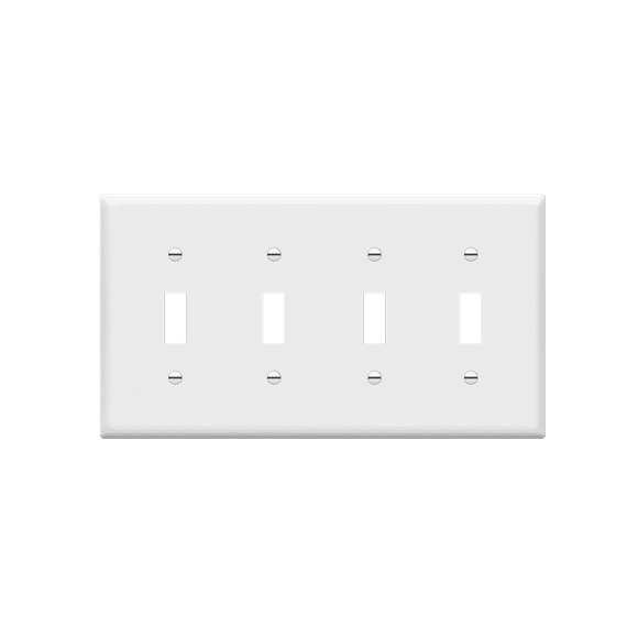 ENERLITES 4-Gang Toggle Light Switch Wall Plate, Standard Size, 4.50" x 8.19", Unbreakable Polycarbonate Thermoplastic, 8814-W, White