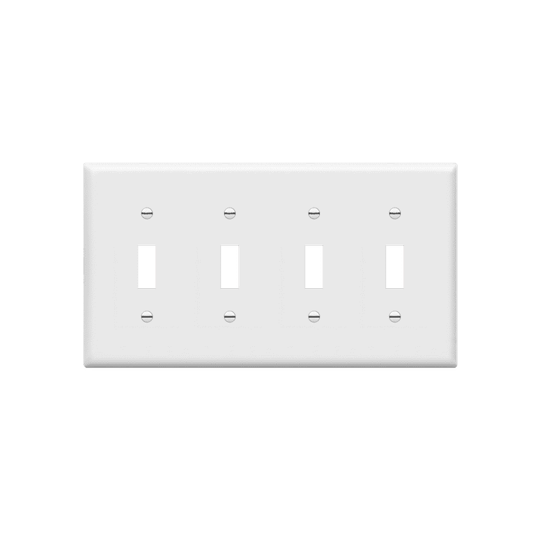 ENERLITES 4-Gang Toggle Light Switch Wall Plate, Standard Size, 4.50 x  8.19, Unbreakable Polycarbonate Thermoplastic, 8814-W, White