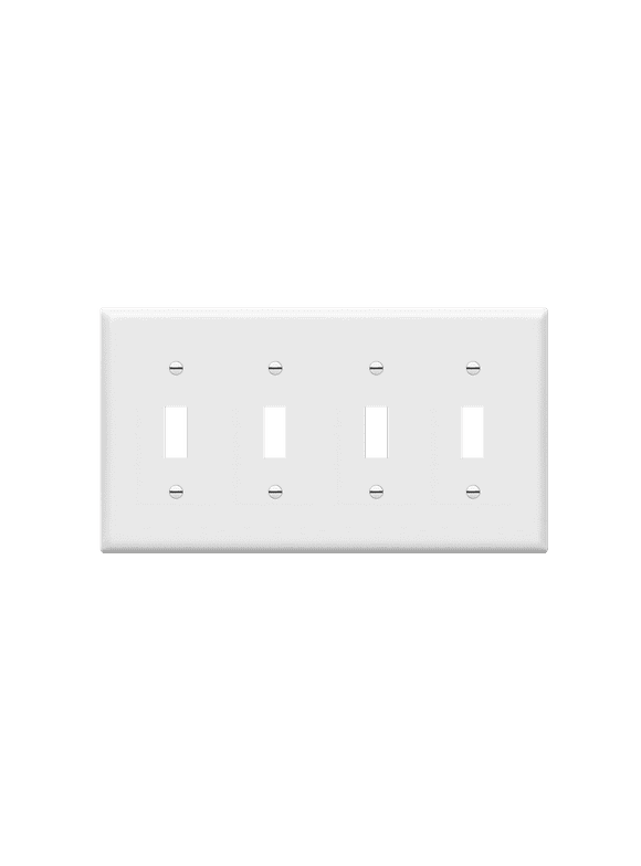 ENERLITES 4-Gang Toggle Light Switch Wall Plate, Standard Size, 4.50" x 8.19", Unbreakable Polycarbonate Thermoplastic, 8814-W, White