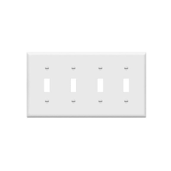 ENERLITES 4-Gang Toggle Light Switch Wall Plate, Standard Size, 4.50" x 8.19", Unbreakable Polycarbonate Thermoplastic, 8814-W, White