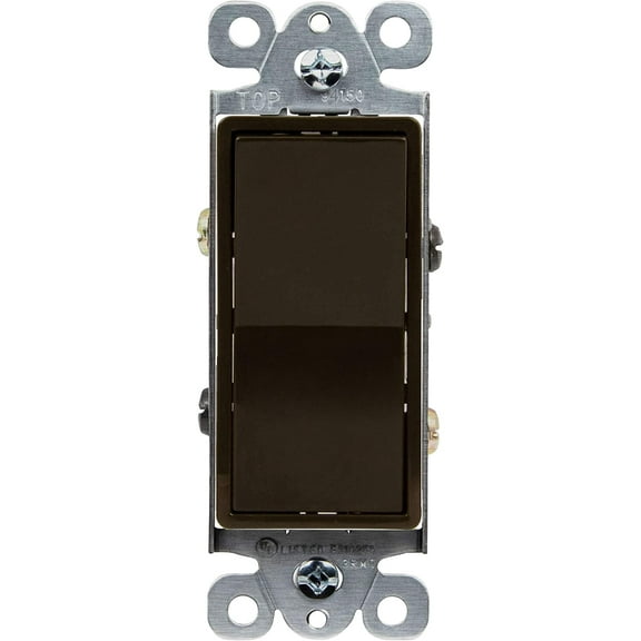 ENERLITES 4-Way Decorator Paddle Rocker Light Switch, Gloss Finish, Clamp Down Wiring, Grounding Screw, Residential Grade, 15A 120V/277V, UL Listed, 94150-BR, Brown