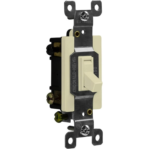 ENERLITES 4-Way Toggle Light Switch, Four Way, Side Wiring, Copper Wire Only, Grounding Screw, Residential Grade, 15A 125VAC 60Hz,UL Listed, 84150-I, Ivory