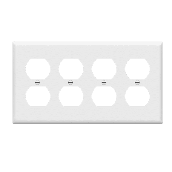 ENERLITES 8824-W Duplex Receptacle Outlet Wall Plate, Standard Size 4-Gang, Unbreakable, White