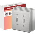 thumbnail image 1 of ENERLITES Antimicrobial Metal Toggle Switch Cover, Stainless Steel Wall Plate, Antibacterial Light Switch Cover, Corrosion Resistant, Mid-Size 2-Gang, 7712MA-5PCS, Silver, 5 Pack, 1 of 5