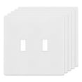 thumbnail image 1 of ENERLITES Antimicrobial Toggle Switch Cover, Antibacterial Screwless Wall Plate, Standard Size 2-Gang, Unbreakable Polycarbonate Thermoplastic, UL Listed, SI8812A-W-5PCS, White, 5 Pack, 1 of 5