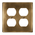thumbnail image 1 of ENERLITES Antique Brass Double Duplex Receptacle Metal Wall Plate, Outlet Cover, Corrosion Resistant, Standard Size 2-Gang, Stainless Steel 201, 7722-AB, 1 of 5