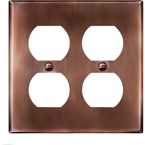 ENERLITES Antique Copper Double Duplex Receptacle Metal Wall Plate, Outlet Cover, Corrosion Resistant, Standard Size 2-Gang 4.50" x 4.57", 7722-AC