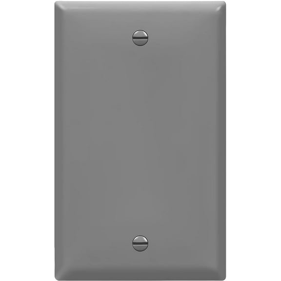 ENERLITES Blank Cover Wall Plate, Standard Size 1-Gang, Polycarbonate Thermoplastic, 8801-GY, Gray