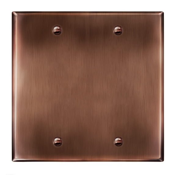 ENERLITES Blank Device Metal Wall Plate, Corrosion Resistant, Size 2-Gang, UL Listed, 7702-AC, Antique Copper