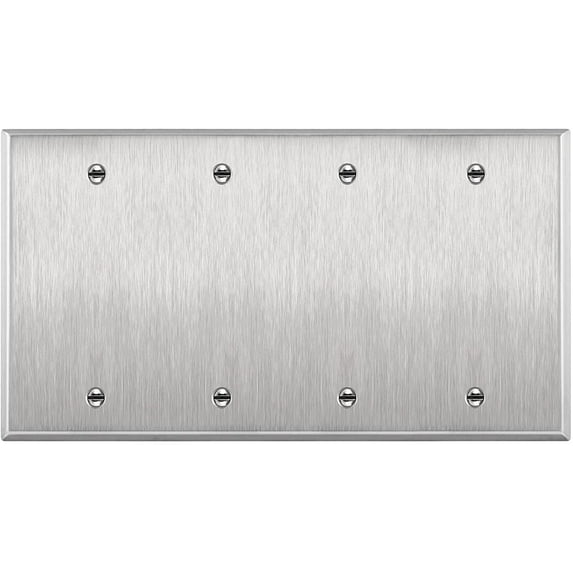 ENERLITES Blank Device Metal Wall Plate, Corrosive Resistant, Size 4-Gang 4.50" x 8.19", 7704, 430 Stainless Steel, UL Listed, Silver