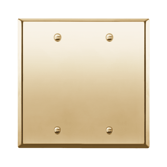 ENERLITES Blank Device Metal Wall Plate, Stainless Steel Corrosion Resistant, Size 2-Gang 4.50" x 4.57", 7702-PB, 302 Polished Brass, Gold