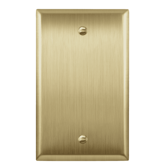 ENERLITES Blank Device Metal Wall Plate, Stainless Steel, Corrosive Resistant, Size 1-Gang, 7701-BB, 302 Brushed Brass, UL Listed, Gold