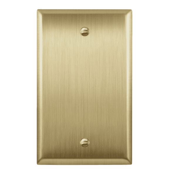 ENERLITES Blank Device Metal Wall Plate, Stainless Steel, Corrosive Resistant, Size 1-Gang, 7701-BB, 302 Brushed Brass, UL Listed, Gold