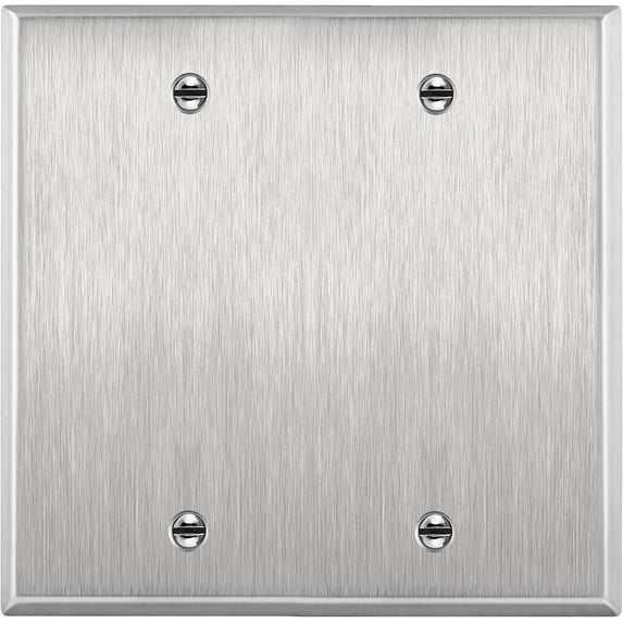 ENERLITES Blank Device Stainless Steel Wall Plate, Metal Corrosive Resistant Cover, Standard Size 2-Gang, 430, UL Listed, Silver