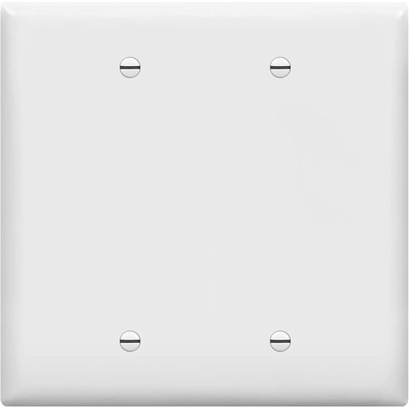 ENERLITES Blank Device Wall Plate, 2-Gang, Mid-Size, Unbreakable Polycarbonate Thermoplastic, UL Listed, 8802M-W, White