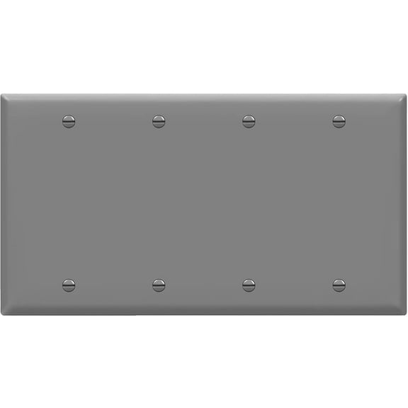 ENERLITES Blank Device Wall Plate, Blank Outlet Cover, Standard Size 4-Gang 4.50" x 8.19", Polycarbonate Thermoplastic, 8804-GY, Gray