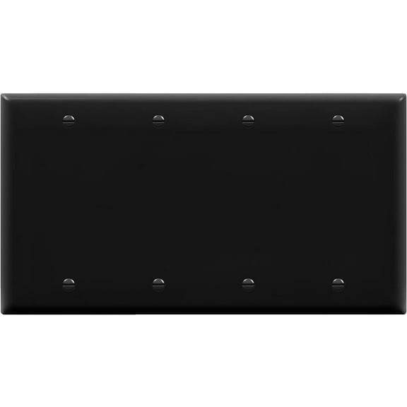 ENERLITES Blank Device Wall Plate, Blank Outlet Cover, Standard Size 4-Gang, Polycarbonate Thermoplastic, 8804-BK, Black