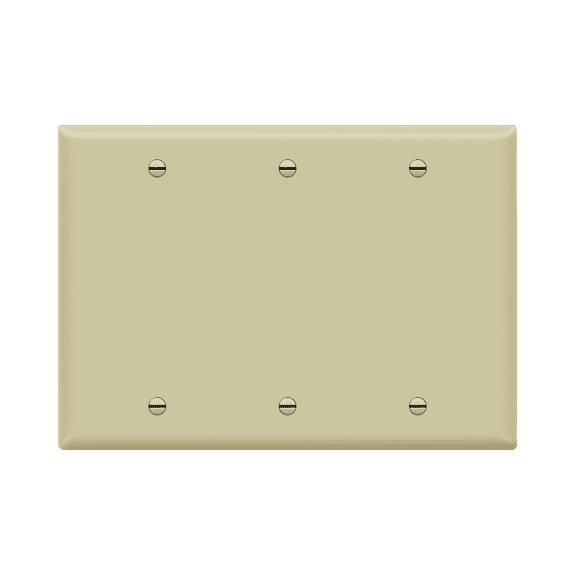 ENERLITES Blank Device Wall Plate, Gloss Finish, Size 3-Gang, Polycarbonate Thermoplastic, 8803-I, Ivory