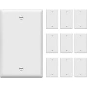 ENERLITES Blank Device Wall Plate, Gloss Finish, Standard Size 1-Gang 4.50" x 2.76", Polycarbonate Thermoplastic, Electrical Covers for Unused Outlets/Switches, 8801-W-10PCS, White 10 Pack