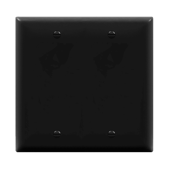 ENERLITES Blank Device Wall Plate, Glossy Finish, Standard Size 2-Gang 4.50" x 4.57", Polycarbonate Thermoplastic, 8802-BK, Black