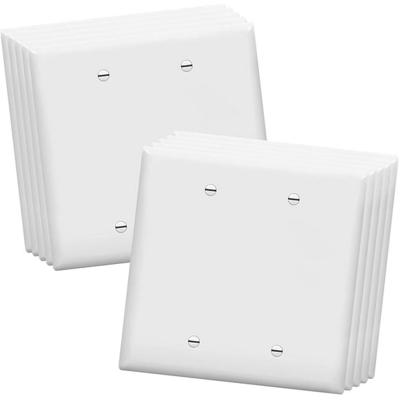 ENERLITES Blank Wall Plate Cover, Midsize 2-Gang,Polycarbonate Thermoplastic, White, 10 Pack