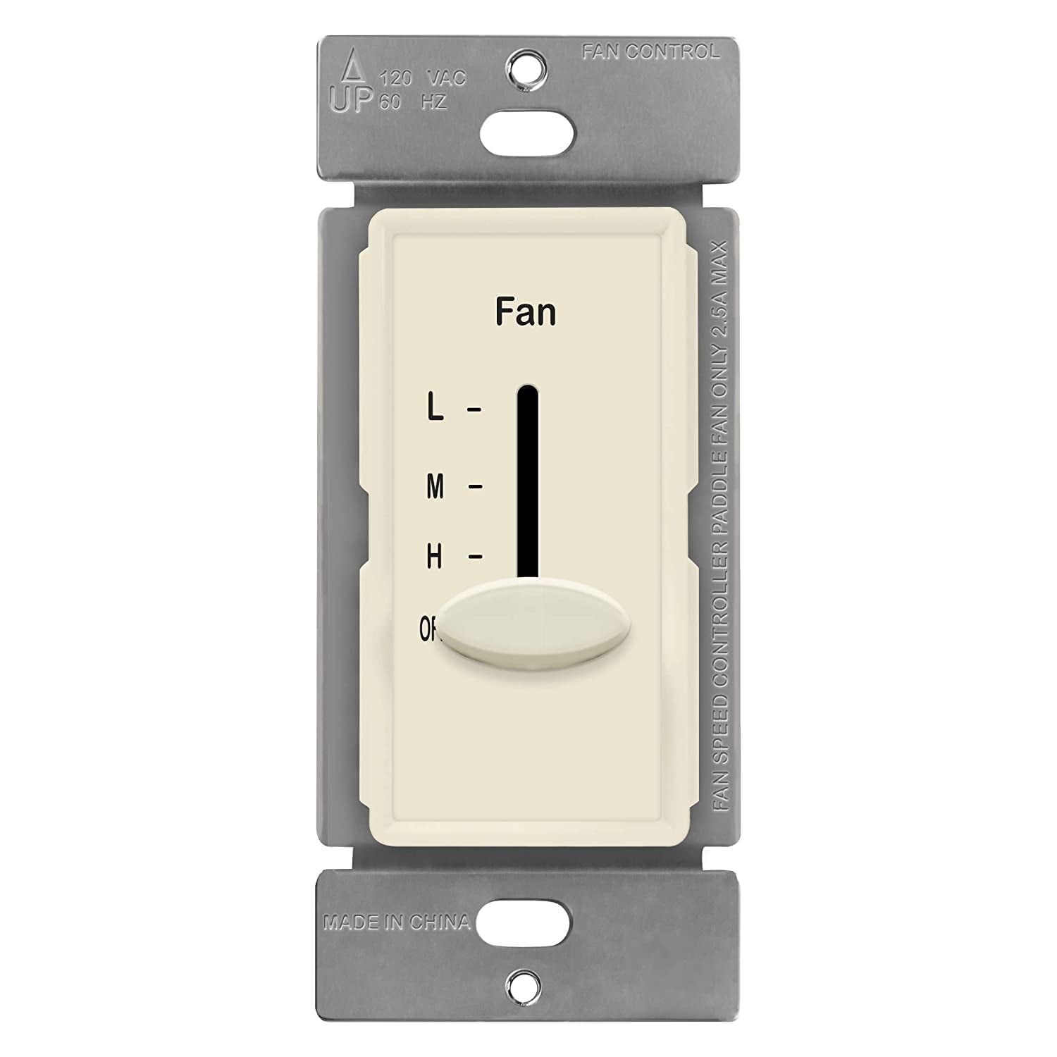Light Almond Polycarbonate 3-Speed Ceiling Fan Control Switch