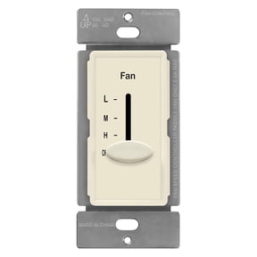 ENERLITES Ceiling Fan Control Slide Switch, 3-Speed, 120VAC, 2.5A, Single-Pole, No Neutral Wire Required, Light Almond