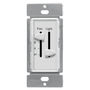 ENERLITES Ceiling Fan Control and LED Dimmer Light Switch, 2.5A Single Pole. 300W Incandescent Load, No Neutral Wire Required, 17001-F3-W, White