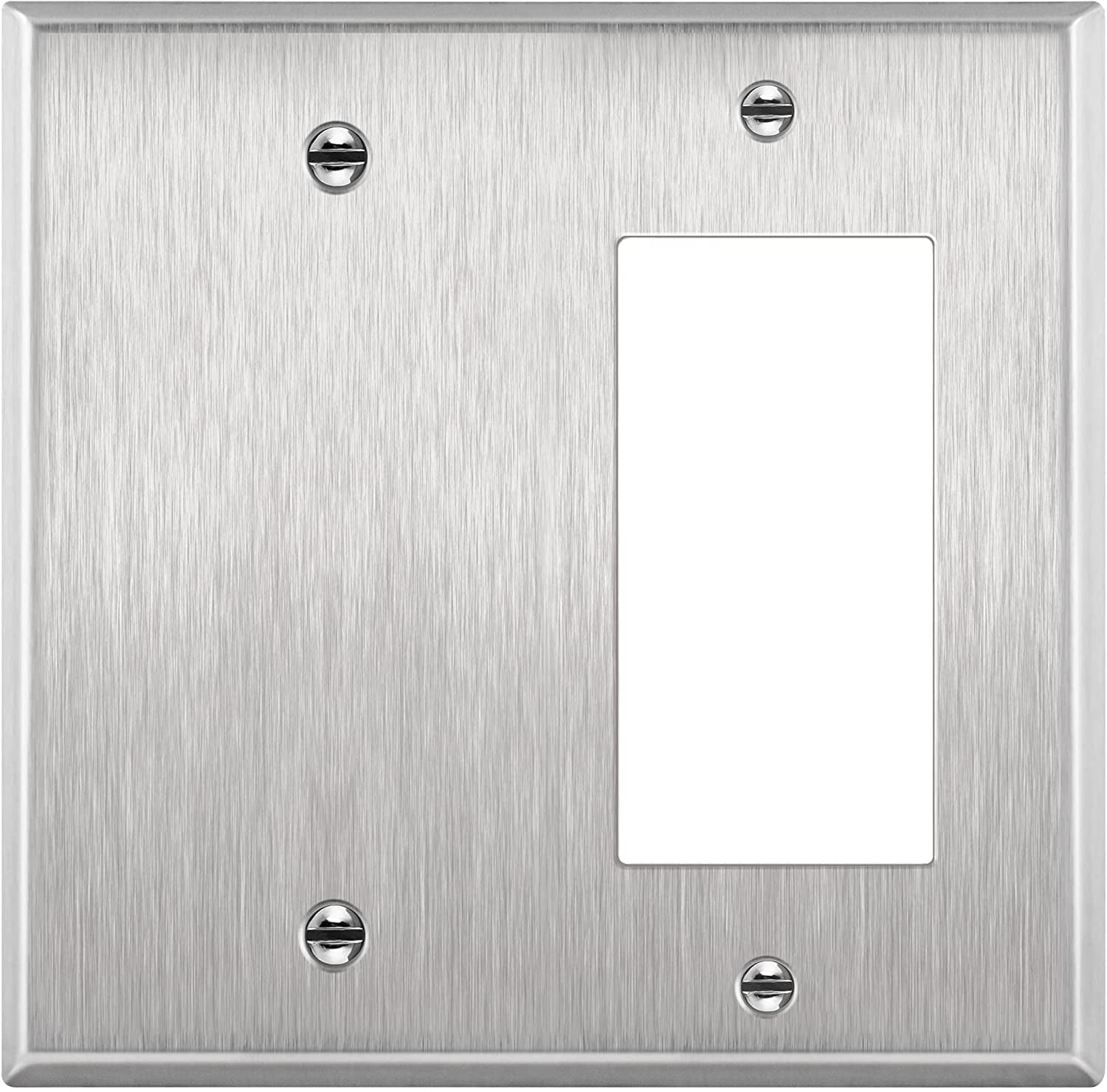 Brushed Silver 2-Gang Stainless Steel Wall Plate