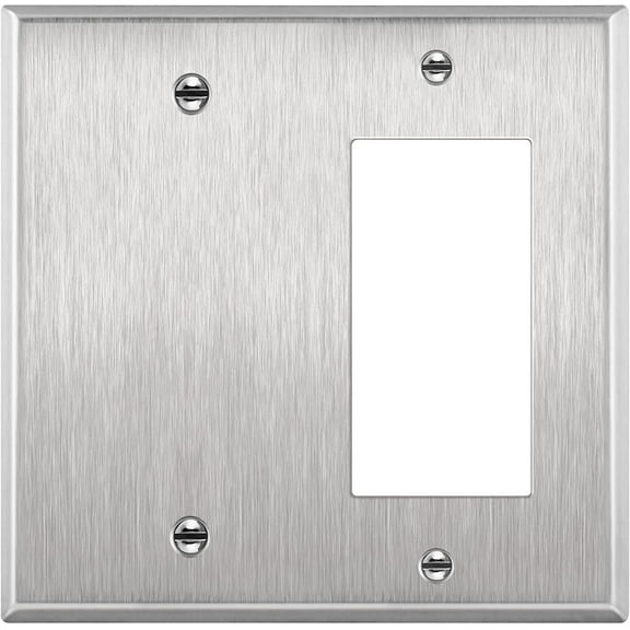 ENERLITES Combination Blank Device or Decorator Switch Metal Wall Plate, Corrosive Resistant, Size 2-Gang, 770131, 430 Stainless Steel, UL Listed, Silver