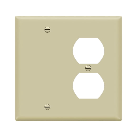 ENERLITES Combination Blank Device/Duplex Receptacle Outlet Wall Plate, Size 2-Gang, Polycarbonate Thermoplastic, 880121-I, Ivory