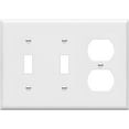 thumbnail image 1 of ENERLITES Combination Double Toggle Switch / Single Duplex Receptacle Cover Wall Plate, Standard Size 3-Gang, Polycarbonate Thermoplastic, White, 1 of 5