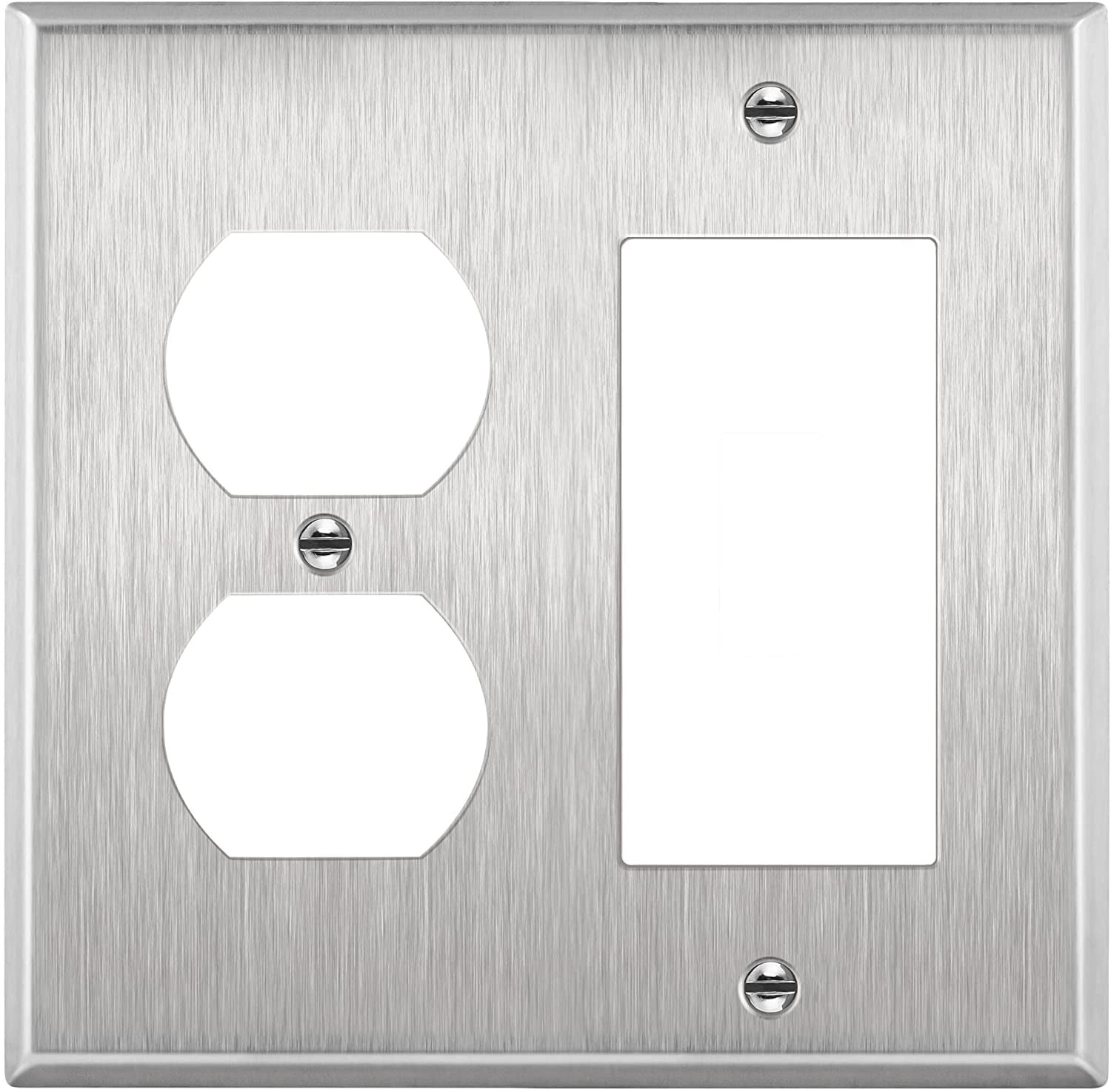 Stainless Steel 2-Gang Combination Wall Plate