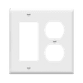 thumbnail image 1 of ENERLITES Combination Duplex Receptacle Outlet/Decorator Rocker Light Switch Wall Plate Cover, Standard Size 2-Gang 4.50" x 4.57", Polycarbonate Thermoplastic, UL Listed, 882131-W, White, 1 of 5